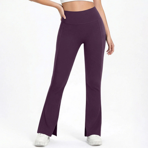 Leggings de yoga pour femmes WARISON INDUSTRIES, couleur unie, taille haute, vêtements de fitness, leggings évasés, logo personnalisé, vente en gros - Product Image 5
