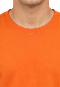 T-shirt Homme Orange à Manches Courtes Col Rond Coupe Droite Décontracté Couleur Unie 100% Coton Jersey Tricoté Design Uni Respirant à l'Avant - Product Image 3