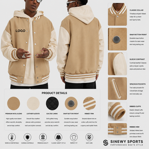 Veste de sport à capuche pour homme SINEWY SPORTS, mélange polyester/coton, fermeture éclair, col classique, coupe-vent, confortable et chaude - Product Image 1