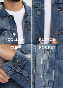 Unisex Fashionable Vintage Style <b>Denim</b> <b>Jackets</b> Solid Pattern Chest Pockets Unisex <b>Denim</b> Pullover With OEM ODM Services - Product Image 6