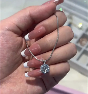 Collier pendentif élégant en argent sterling 925 avec diamant moissanite taillé de 3,0 carats, plaqué or blanc 18 carats, chaîne de 400 mm (+50 mm) - Product Image 4