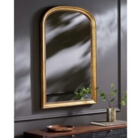 Miroir mural moderne en bois Art Empire Exports, cadre doré de luxe écologique, miroir décoratif sans électricité requise