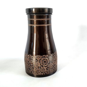 Handmade Etched <b>Copper</b> Water <b>Bottle</b> 1200ml Indian Bedside Carafe Pure <b>Copper</b> Ayurvedic Water Jug Decorative Nightstand Drinkware - Product Image 5