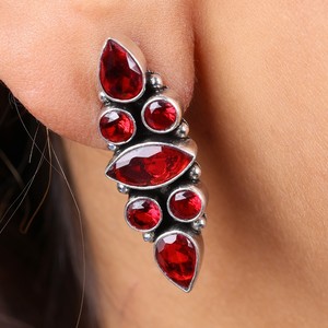 Direct Factory Oxidized <b>Silver</b> Multi Stone <b>Dangle</b> <b>Earrings</b> for Women | Handmade Boho Statement Jewelry | Wholesale Bulk Supplier - Product Image 1