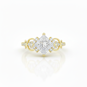 แหวนเพชรแล็บโกรว์ทรงปรินเซสคัท ทองคำแท้ 14K 18K ดีไซน์อินฟินิตี้ด้านข้าง สำหรับงานหมั้นและงานแต่งงาน จาก Wonderful Manufacturing - Product Image 1