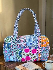 Bolsa de lona bohemia hecha a mano con estampado de bloques, bolsa de viaje vintage para mujer, bolsa de lona acolchada de algodón indio, tamaño personalizado aceptado. - Product Image 2