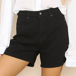 Shorts de mezclilla de cintura alta para mujer, shorts de verano, ropa informal, ligeros y transpirables, pedido al por mayor con MOQ bajo. - Product Image 1