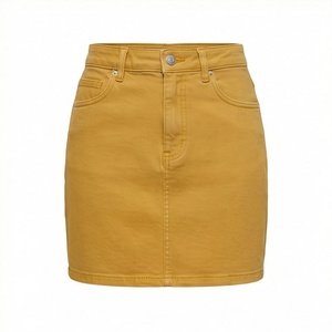 Jupe crayon mini en jean taille haute pour femme, couleur unie, style décontracté avec poches, coupe ajustée, toutes saisons - Product Image 1