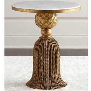 Table d'appoint ronde en métal au design quartz, table basse de qualité antique, taille personnalisée, en aluminium et laiton - Product Image 4