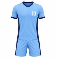 Uniforme de Fútbol Transpirable de Secado Rápido Unisex Más Vendido, Conjunto de Camiseta de Fútbol Azul Cielo Marino Sublimada, Ropa Deportiva de Entrenamiento de Verano