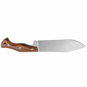 Cuchillos de caza de hoja fija con hoja de punta ancha plateada satinada y mango de madera marrón para acampar al aire libre y bushcraft - Product Image 5