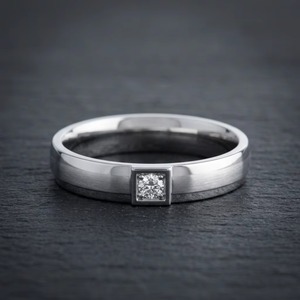 Bague en or blanc pour hommes avec diamant rond, alliance de mariage et de fiançailles haut de gamme, bijoux fins de luxe, vente en gros - Product Image 3