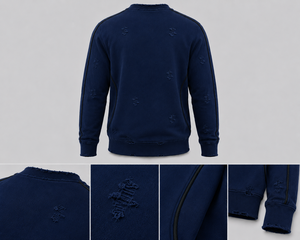 เสื้อสเวตเตอร์คอกลมผู้ชาย Warpro ผ้าถักเนื้อฝ้าย สวมใส่สบายๆ สำหรับฤดูใบไม้ร่วง ทรงปกติ โลโก้ปักด้านหน้า - Product Image 3