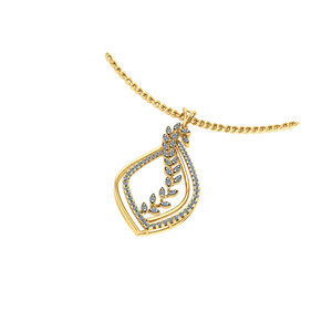 Pendentif de luxe plaqué or avec diamants ronds de laboratoire pour femme, motif feuille, bijou de tous les jours - Product Image 2