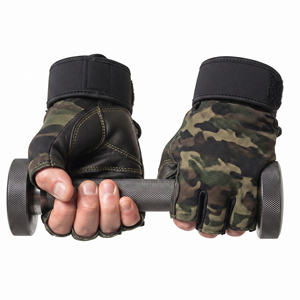 Gants de musculation camouflage avec support pour le poignet, antidérapants, fermeture à boucle réglable, gants d'entraînement de force unisexes - Product Image 4