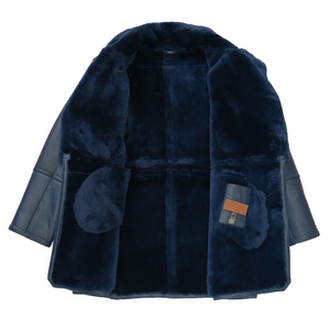 Premium Genuine Leather <b>Shearling</b> Biker <b>Jacket</b> <b>Men</b> Warm Sheepskin Fur Winter Aviator Coat Fashion Outerwear Fit - Product Image 4