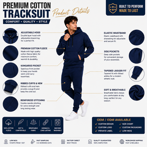 ชุดวอร์มมีฮู้ดสีแดงสำหรับผู้ชาย เสื้อสเวตเตอร์และกางเกงขายาว ชุดลำลองสีพื้น ผ้าฝ้าย 100% สำหรับใส่ในฤดูใบไม้ร่วง - Product Image 3