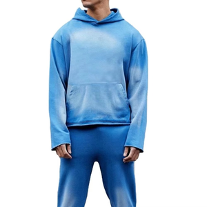 2026 <b>Men's</b> Unisex 100% Cotton Acid Wash Two-Piece Summer Tracksuit <b>Set</b> Quick Dry Streetwear Sweat <b>Hoodie</b> & <b>Shorts</b> - Product Image 1