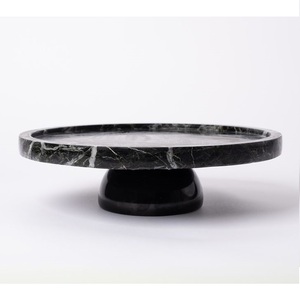 Elegant Black Marble <b>Cake</b> <b>Stand</b> Pedestal Serving Tray White Veining Movable Modern Design for Luxury Home Bakery Decor. - Product Image 2