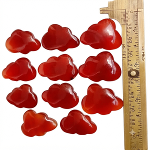 Pierre précieuse en cornaline rouge sculptée en forme de nuage, cristal de nuage, décoration d'intérieur, grossiste en cristaux sculptés en forme de nuage - Product Image 5