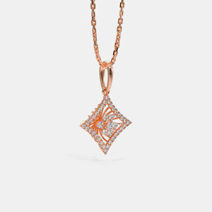 14K Rose Gold Geometric Floral Lab Grown Diamond Pendant Necklace - Product Image 4