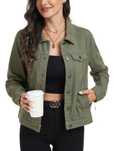 Chaqueta de manga larga de moda para mujer, diseño básico de botones de mezclilla, decoración con bolsillos, talla XL, algodón, tejido de punto, invierno, venta al por mayor - Product Image 5