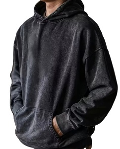 Sudadera con Capucha de Forro Polar Grueso de 400g para Hombre, Estilo Gótico Vintage, Diseño Desgastado, con Bolsillos, Servicio OEM, Cómoda y Elegante - Product Image 1