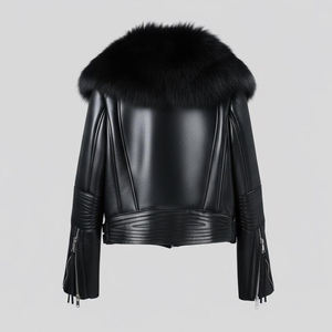 Chaqueta de invierno de cuero para mujer, hecha con cuero de primera calidad, cómoda, elegante y a la moda para la temporada fría. - Product Image 5