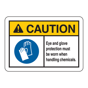 Panneau de sécurité Brady pour la manipulation de produits chimiques – Protection des yeux et des gants pour les laboratoires - Product Image 3