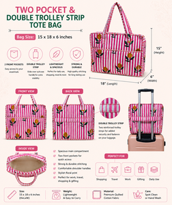 100% pure cotton quilted tote <b>bag</b> <b>trolley</b> <b>sleeve</b> travel <b>bag</b> Printed shoulder handbag carry on luggage <b>bag</b> work shopping weekend - Product Image 2