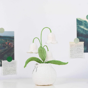 Fleur artificielle en crochet faite à la main, plante en pot, fleur de cloche blanche, décoration, cadeau pour la maison, les amis, fabriqué au Vietnam - Product Image 6