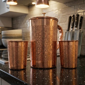 copper polished artisan jug copper handcrafted rustic pitcher copper decorative metal pitcher copper handcrafted utility pitcher - Product Image 5