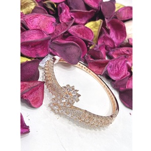 Classic Premium Quality Brass Gold Plated Zircon Charm Fashion <b>Bracelet</b> Bangles for Everyday Wear - Product Image 1