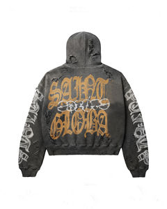 Ensemble 2 pièces de sweats à capuche et shorts de survêtement imprimés et délavés pour hommes, style streetwear personnalisé Rainbow Spray - Product Image 6