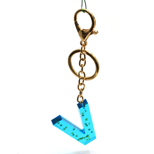 100pcs Transparent Glitter Confetti Resin Keychain Gold Lobster Clasp Key <b>Chains</b> <b>Initial</b> Alphabet Letter Crafts a to Z - Product Image 5