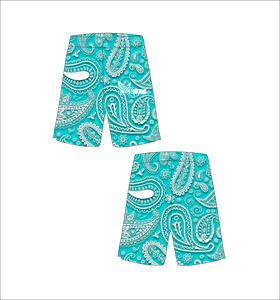 Custom <b>Turquoise</b> Basketball Shorts with White Paisley Pattern Lightweight Breathable Mesh Athletic Training Streetwear Apparel - Product Image 1