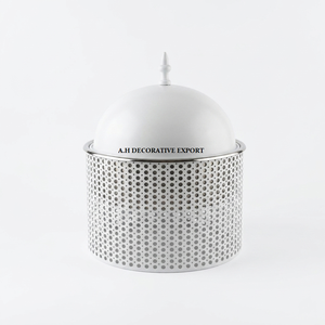 Luxury White Perforated Round Chafing Dish Stainless Steel <b>Buffet</b> Food Warmer with Dome Lid Modern Wedding Catering <b>Servers</b> - Product Image 1