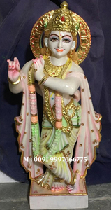 Estatua de pie de mármol blanco de la mejor calidad, estatua de Lord Krishna para adoración y decoración del hogar, venta al por mayor - Product Image 2