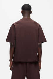 T-shirt homme marron foncé uni à manches raglan coupe décontractée col rond basique - Product Image 4