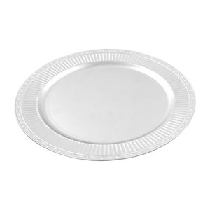 Assiette de présentation moderne en argent tressé avec bord texturé, ronde, pour mariage, événement, fête, dîner, décoration de table - Product Image 2
