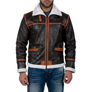 Chaqueta de Cuero para Hombre, Estilo Aviador Vintage, Chaqueta de Cuero Genuino para Invierno, Chaqueta B3 Bomber de Piel de Oveja - Product Image 2