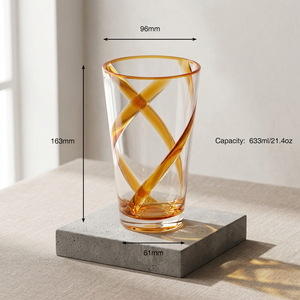 [Holar] Vasos de Plástico Reutilizables de 21 oz, Diseño Espiral con Cinta Ámbar, Modernos, Hechos en Taiwán, Resistentes a los Golpes, para Bares y Campamentos - Product Image 3