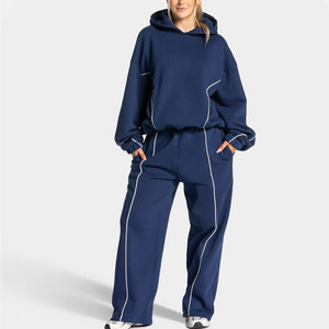 Conjunto Deportivo de Forro Polar con Capucha para Mujer, Color Sólido, Invierno, Ecológico, Transpirable, Estilo Urbano, Corte Regular, Largo Completo - Product Image 1