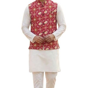 Ensemble Kurta de fête pour homme Royal Celebration Bandhani, traditionnel, long, à séchage rapide, brodé, en satin Malai - Product Image 1