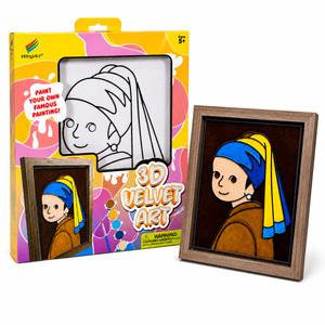 3D Velvet Art Kit DIY Painting Kit the Girl with a Pearl Earring with Acrylic <strong>Paints</strong> Brush <strong>Frame</strong> EN71 ASTM D-4236 - Product Image 1