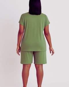 Blusa Casual de Verano para Mujer, Holgada, con Solapa, Color Sólido, en Oferta, Ecológica, de Fibra de Bambú Tejida, Manga Corta, Ligera - Product Image 1