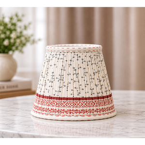 Abat-jour imprimé en coton et lin de qualité supérieure |   Abat-jour plissé en tissu botanique pour lampes de table, de sol et suspendues - Product Image 2