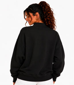 Sweat-shirt à col roulé personnalisé pour femme, vente en gros, en molleton de coton surdimensionné, à manches longues, décontracté, pour l'hiver - Product Image 4