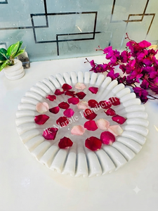 Handmade Polished White Marble Inlay Urli Bowl Circular Flower Pattern Antique Imitation Decorative Wedding Centerpiece Home - Product Image 5