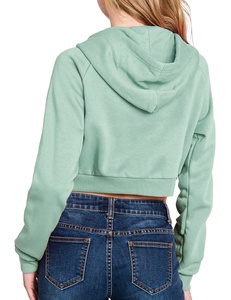 New Premium High Quality Custom Women Crop Top Hoodie <b>Drop</b> Shoulder Loose Solid Cotton Fleece Breathable Women Crop Top Hoodie - Product Image 5